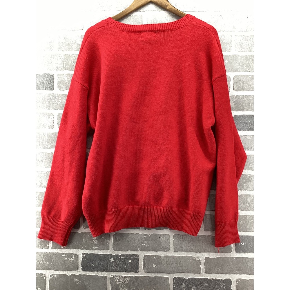 Wild Indigo Womens Red Football Graphic Crewneck Sweater XL GW22FB Game Day Knit - Picture 5 of 5
